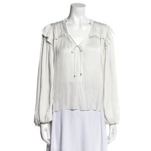 ULLA JOHNSON V-Neck Long Sleeve Blouse Size: XS | US 2